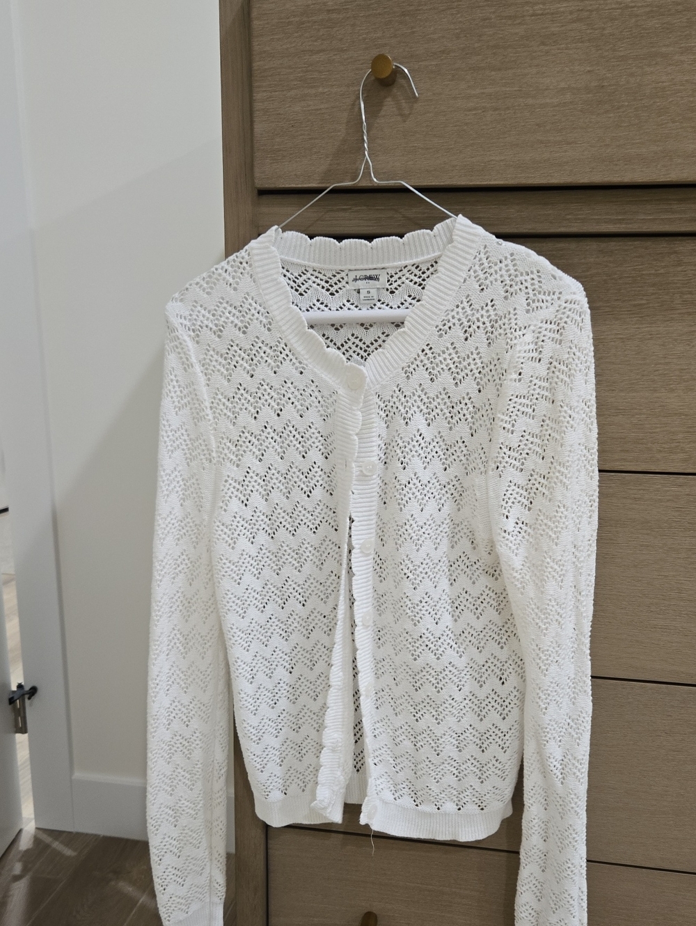 J Crew Scalloped Pointelle Cardigan Sweater Small.